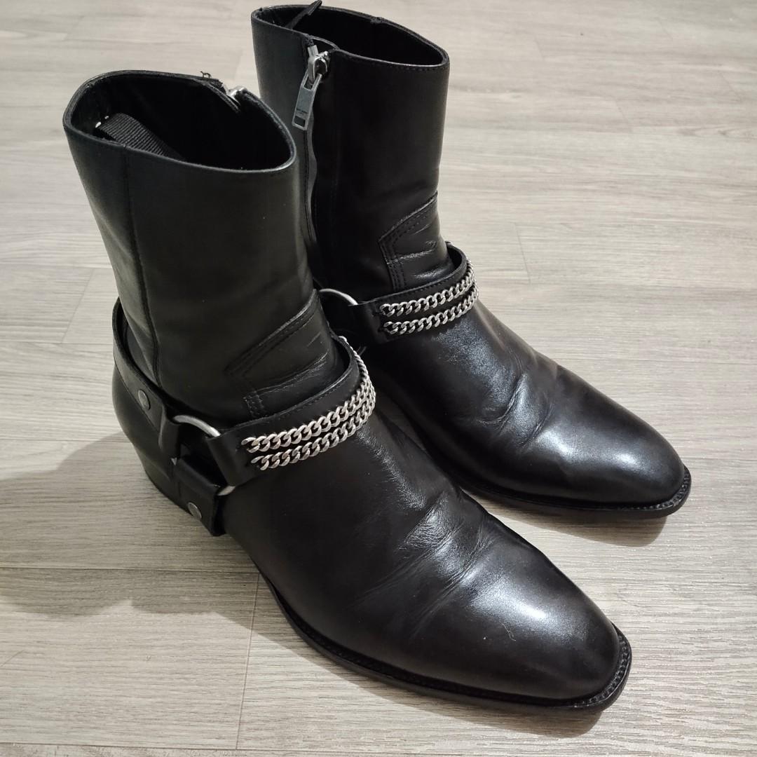 SAINT LAURENT PARIS Wyatt Chain Harness Boots