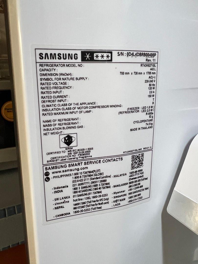 Samsung Refrigerator 443L Twin Cooling, TV & Home Appliances, Kitchen