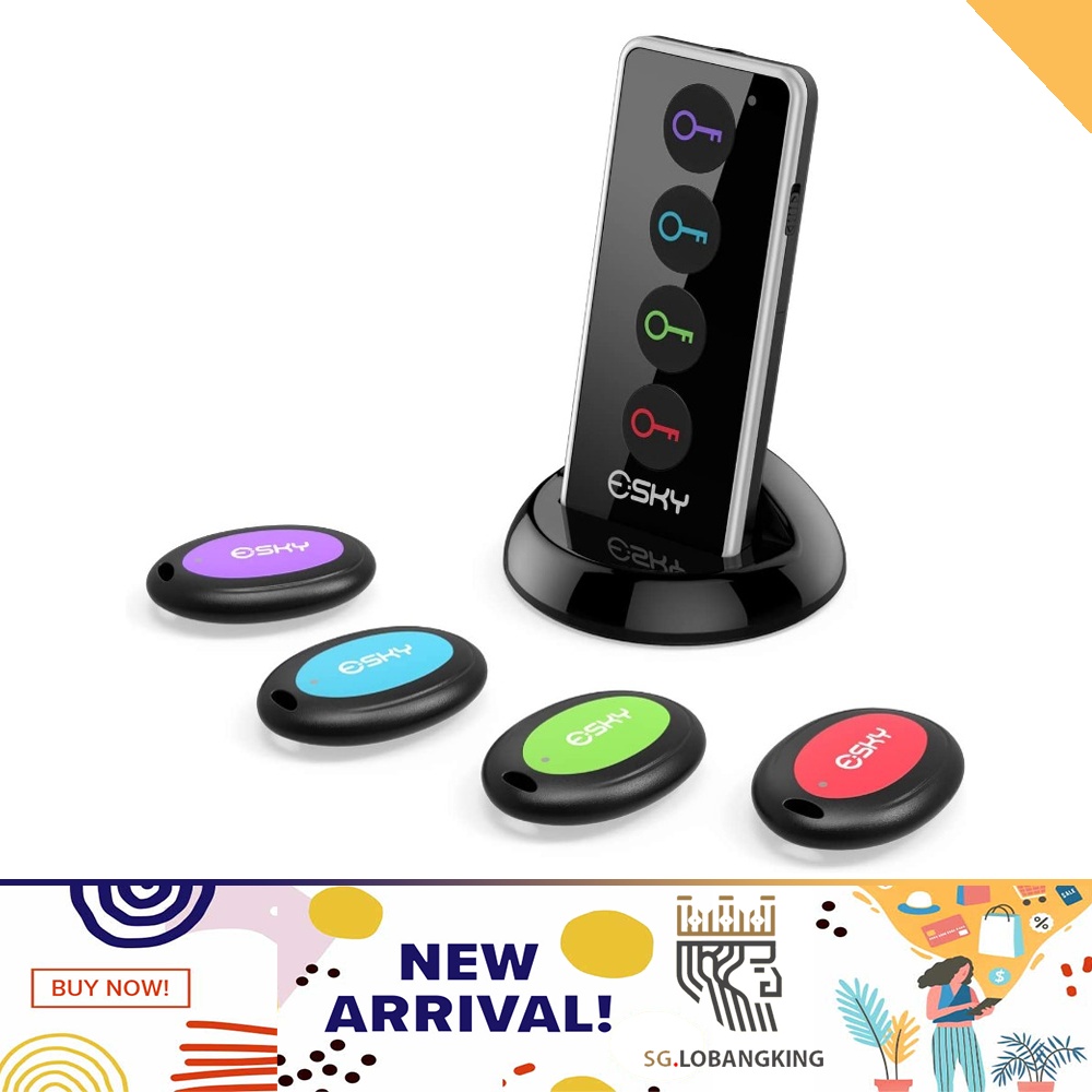 Chlovoe Key Finder RF – 4 Ricevitori, Portata 130ft, Telecomando Con Torcia, Per Chiavi E Portafoglio