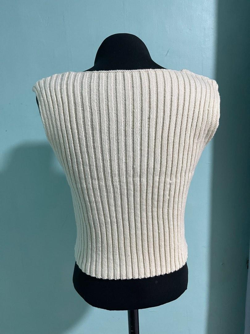 Shein Ribbed Knit Crop Sweater Vest (Category: Sleeveless) located in Pototan. Submitted by cconst (Listing ID 1189767643, Image 2). Description: Brandnew Fits XS-Small Color: Beige .