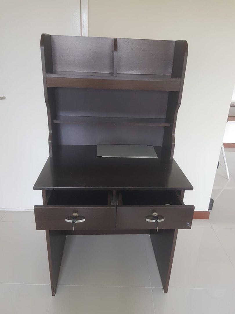 Study table with drawers (Walnut), Furniture & Home Living, Furniture