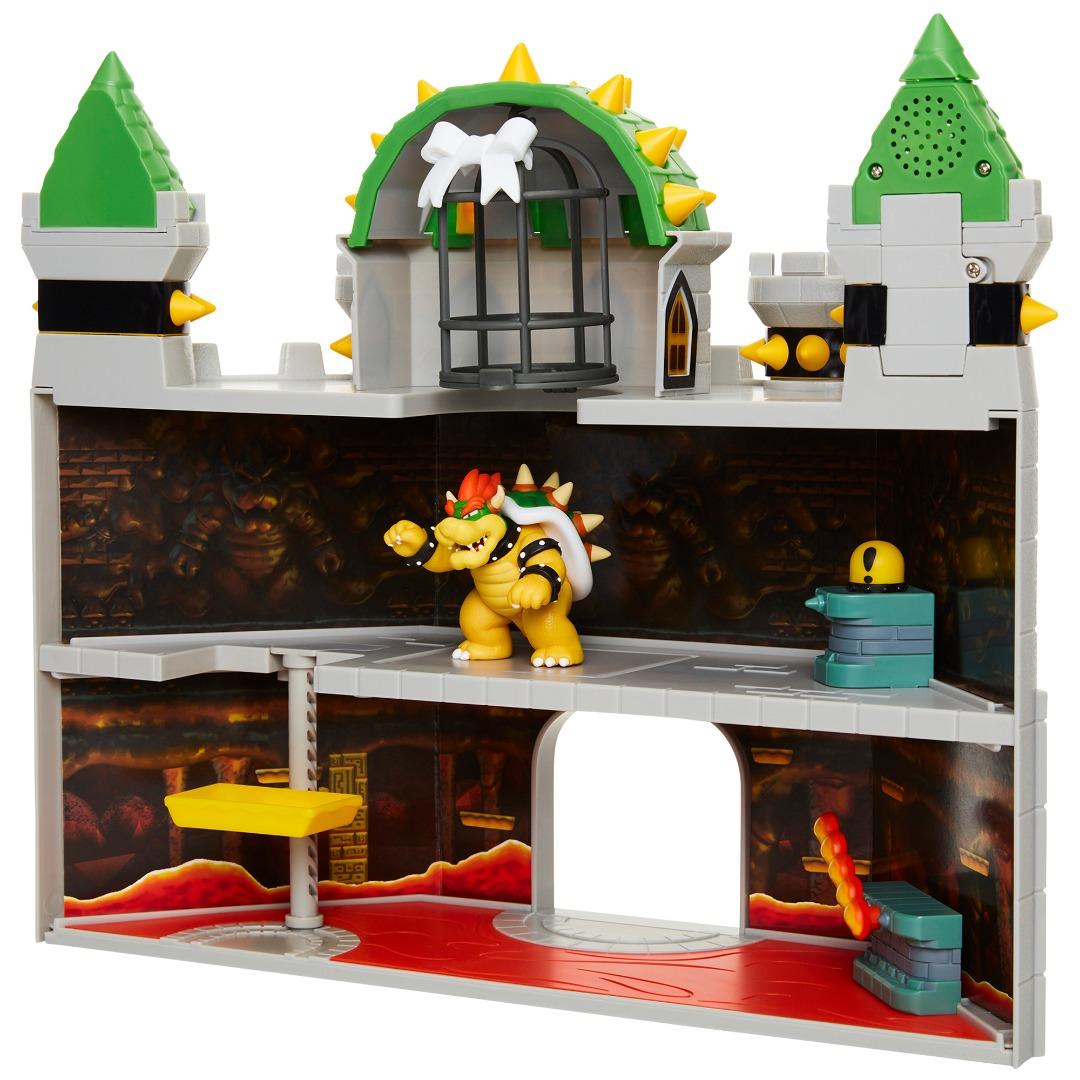 Super Mario Deluxe Bowser's Castle Playset 19 Pcs. Interactive Play Set with Authentic InGame