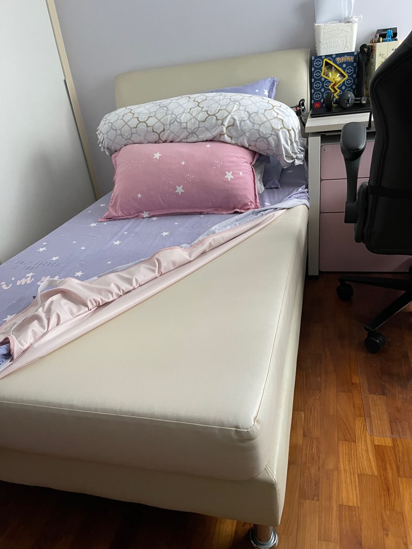 Super single bed frame with custom anti dust mites leather mattress