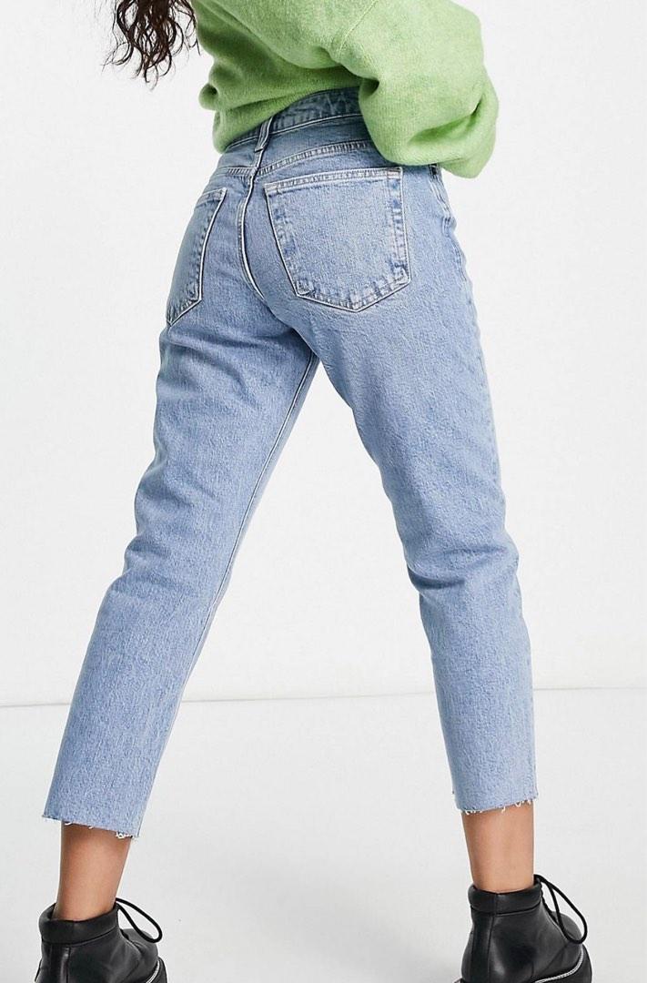 Topshop bleach raw hem straight leg jeans on sale