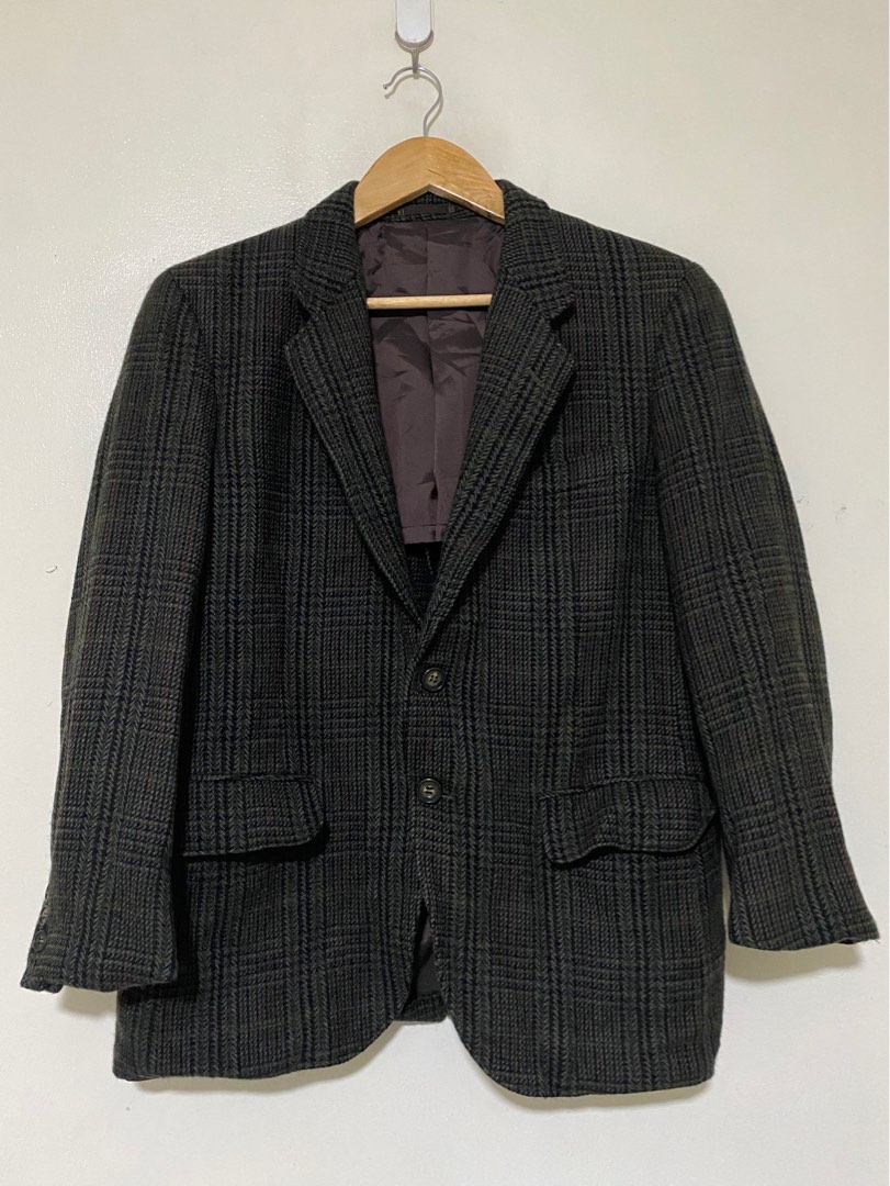 Women's Vintage Black Wool Long Blazer S/M