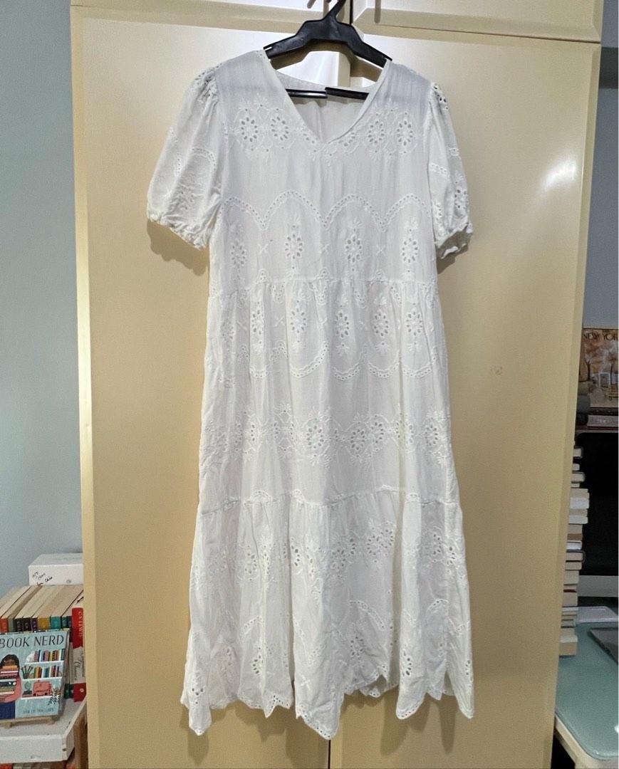 Long Sleeveless Eyelet Dress
