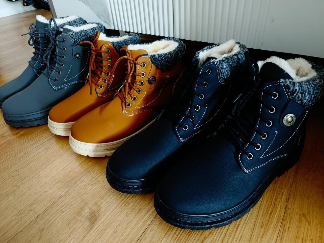 Winter Boots For Men With Fleece Water Proof, Men's Fashion, Footwear