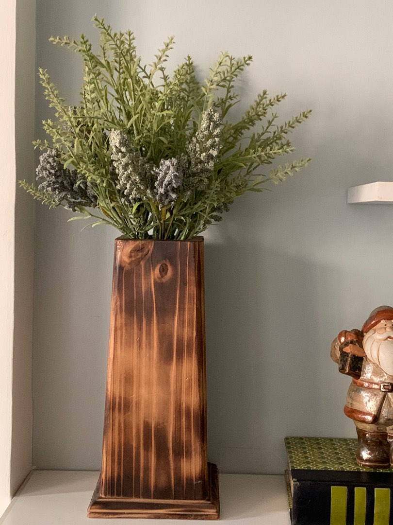 Wooden vase. (plant not included) team kahoy, Furniture & Home Living