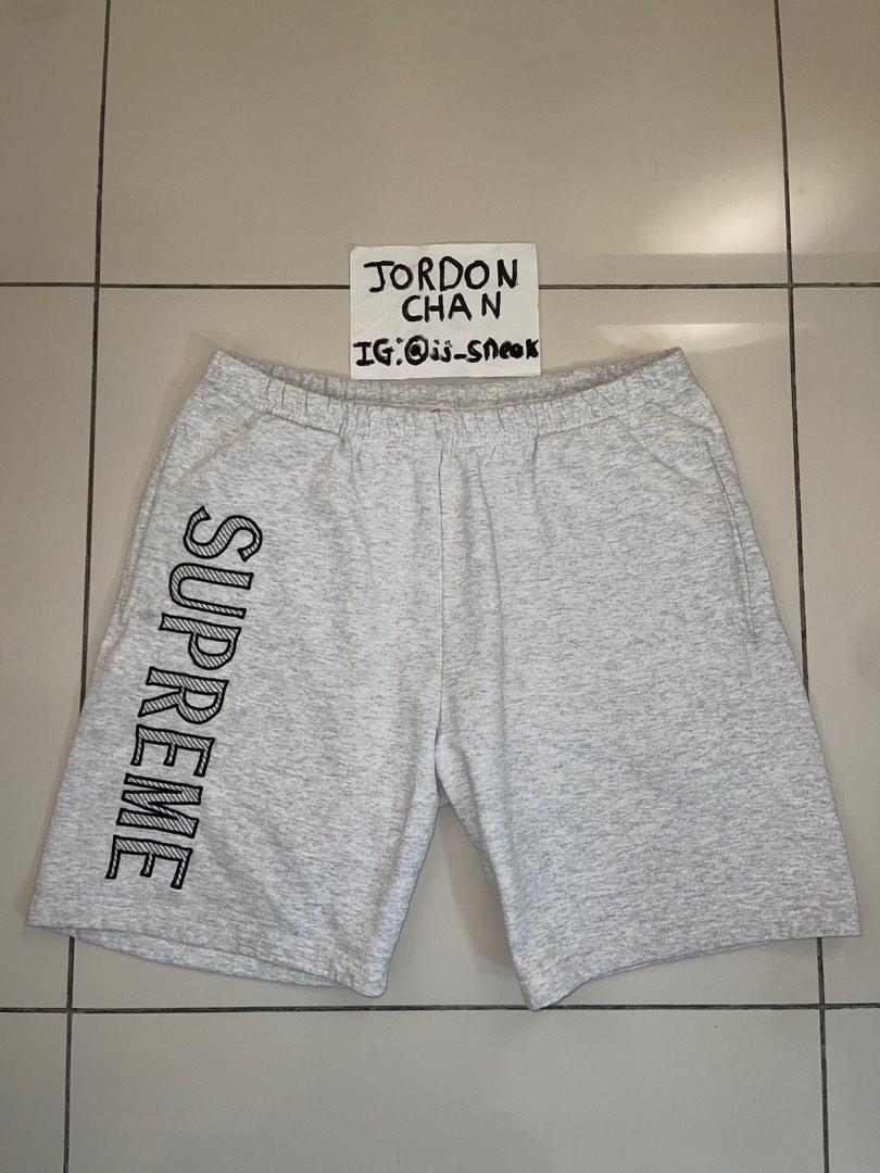 100% Legit] Supreme Leg Embroidery Sweatshort Ash Grey, Men's