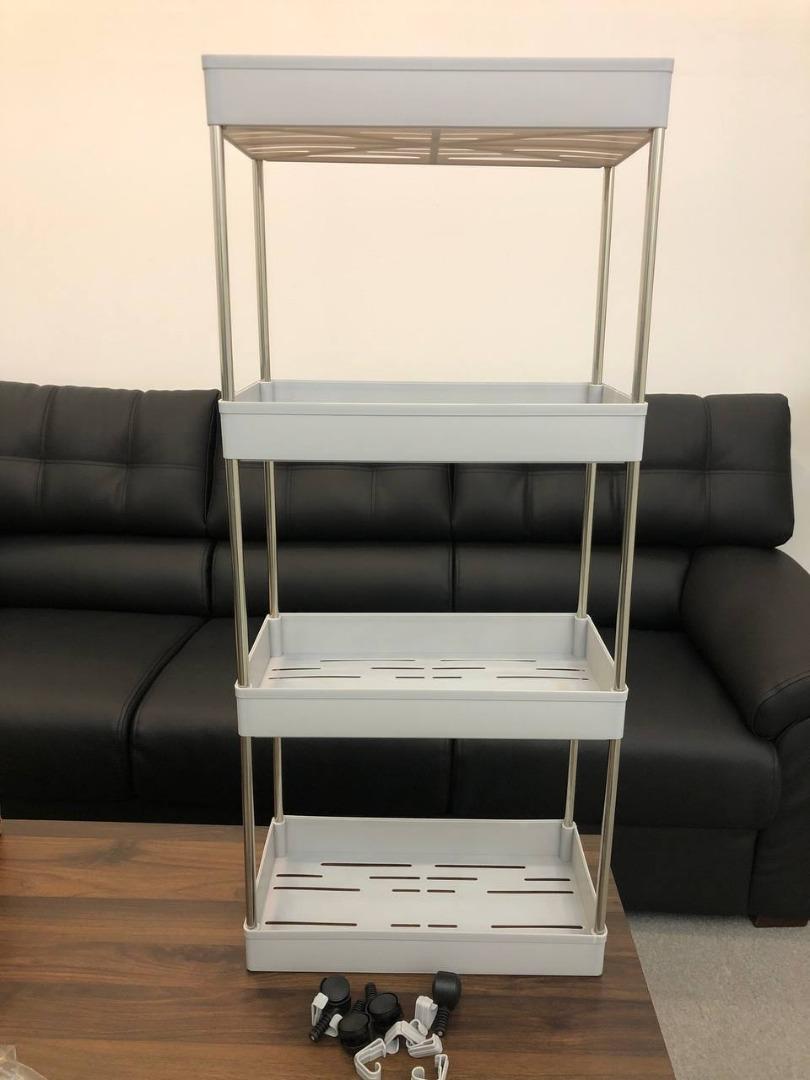 4 layer Bath Rack Bathroom Shelves Rolling Trolley Kitchen Organizer ...