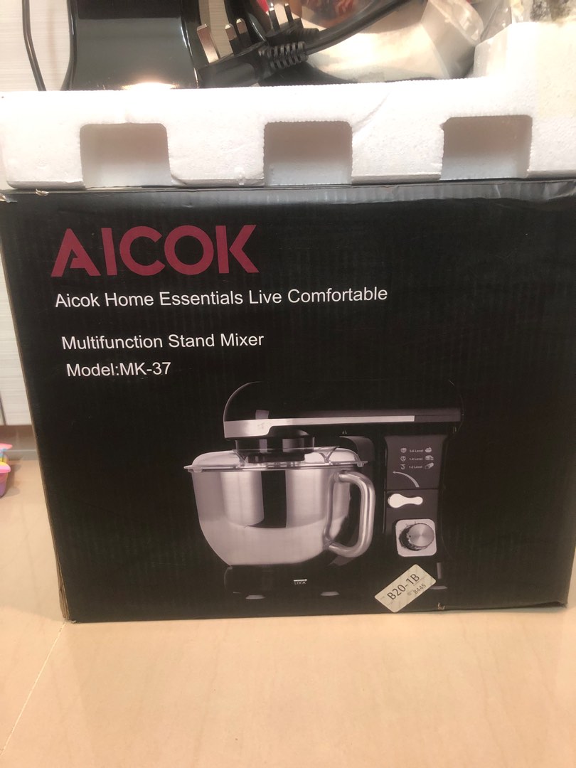 Aicok MK37 Stand Mixer with Double Hook, 6 Speeds, 5.5Qt