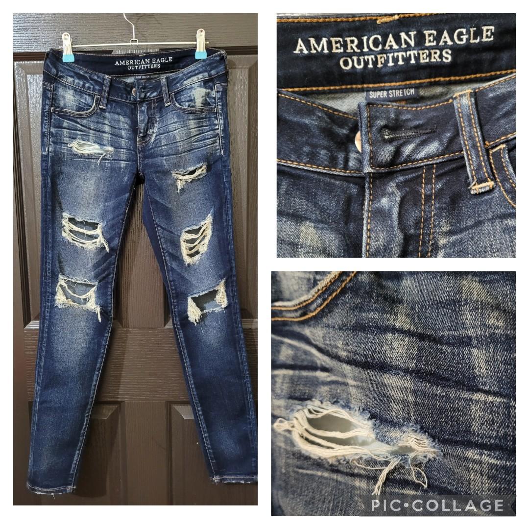 RIPPED JEANS (AMERICAN EAGLE), Women's Fashion, Bottoms, Jeans on Carousell