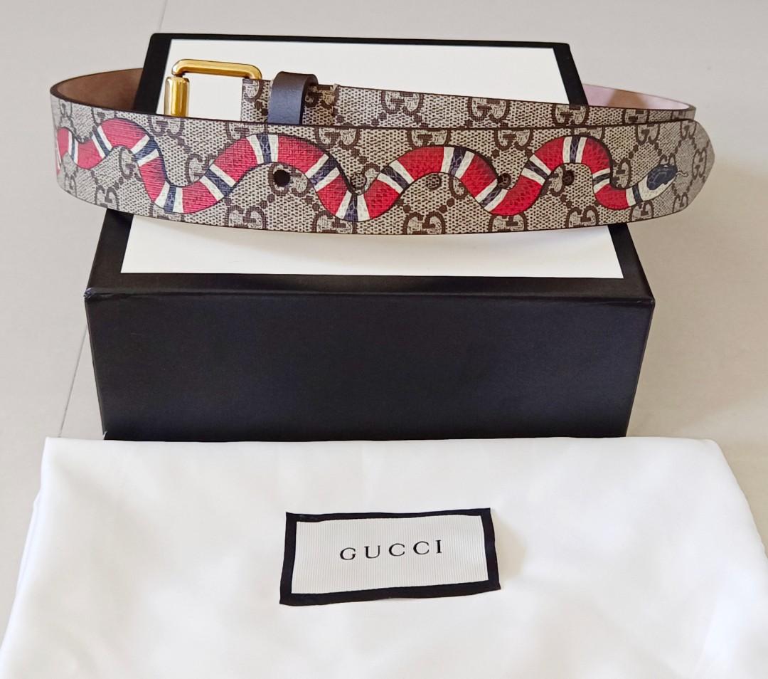 Authentic Gucci GG Snake Print Supreme Belt