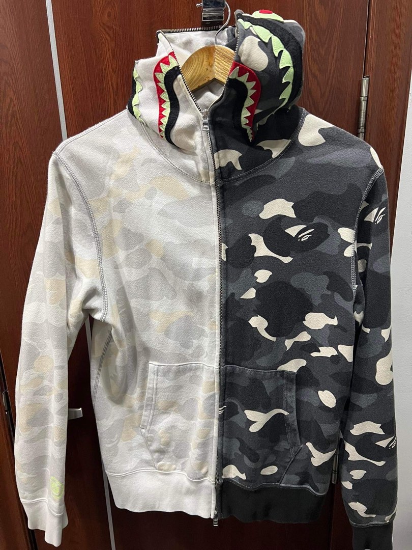 City camo half shark full zip hoodie deals