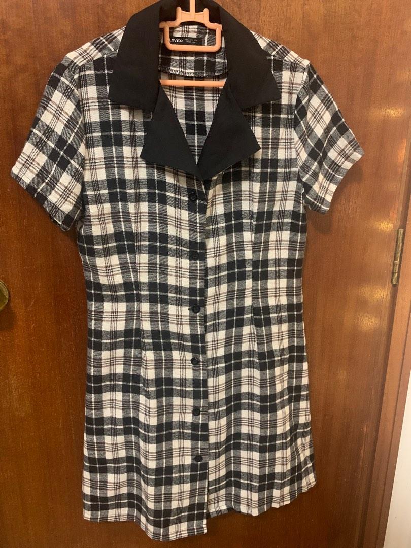 old navy black and white plaid dress