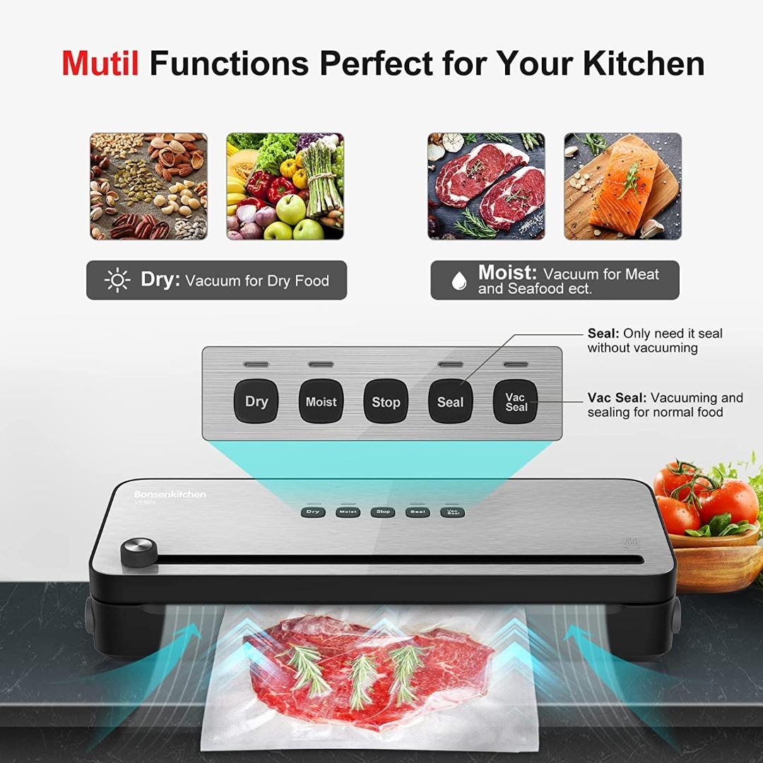 食物抽真空機 Bonsenkitchen Vacuum Sealer with Builtin Cutter & Roll Bag
