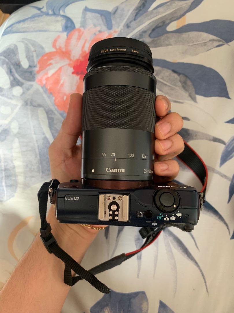 Canon EOS M2 camera kit | SELLING LOW AND COMPLETE (Category: Cameras) located in Pasay City. Submitted by allthatdraft (Listing ID 1189998434, Image 3). Description: Inclusions: - camera body - 55-200 mm lens - 18-55 mm lens - charger - flash - bag Issue: perfectly working there are just general signs of age like dents RFS: upgrading PRICE IS NEGOTIABLE MOP: BPI or BDO Delivery: via Grab and fee shall be shouldered by buyer No warranty. No retur