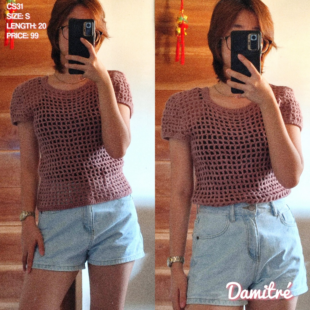 Cap Sleeves Crochet Top, Women's Fashion, Tops, Others Tops on Carousell