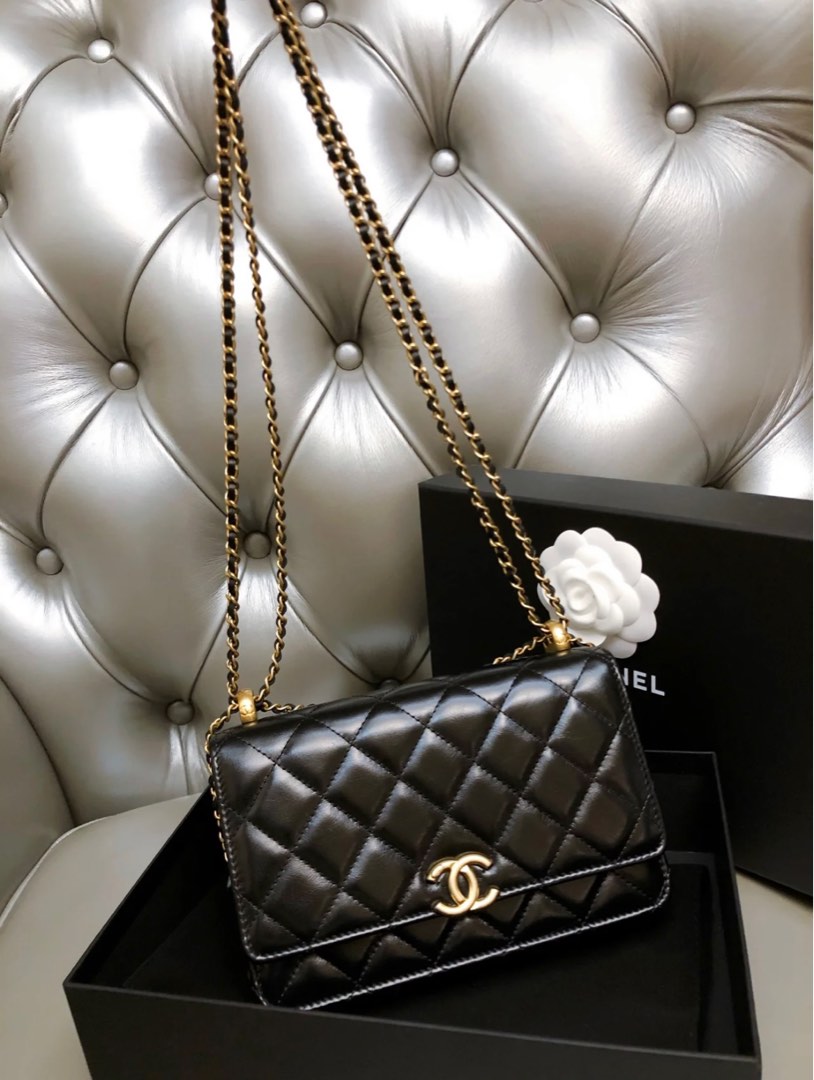 Chanel 21A double pearl crush WOC, Luxury, Bags & Wallets on Carousell