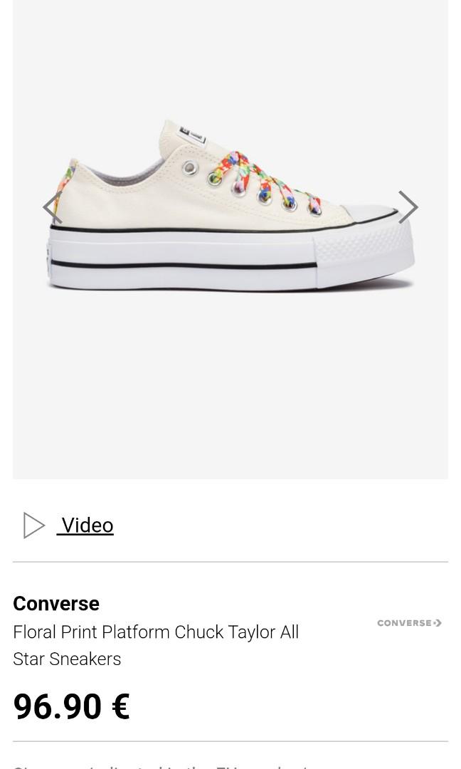 Chuck Taylor All Star Lift Platform Floral Print Platform Heel Sneakers