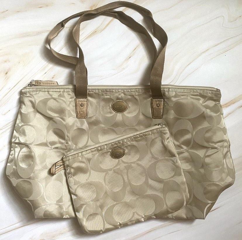 Coach getaway signature store nylon packable weekender