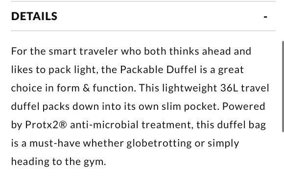 Streetment packable duffel sales