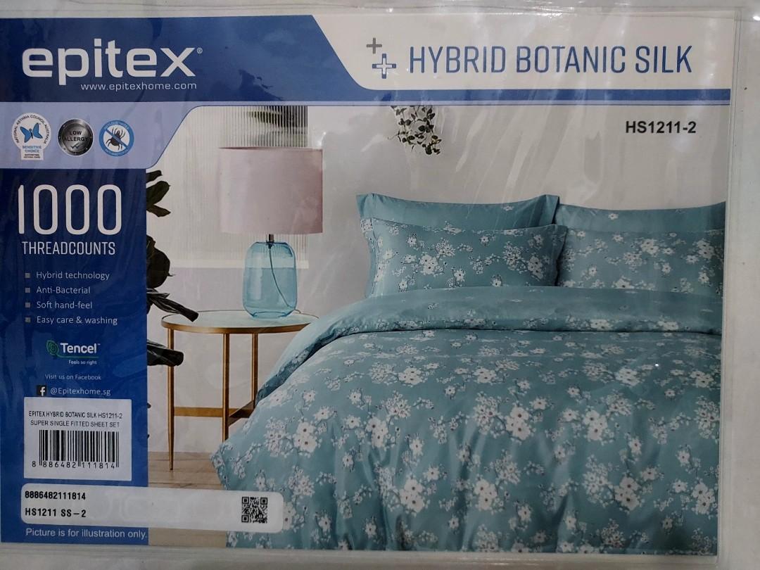 Epitex Tencel Hybrid Botanic Silk - ASTHMA CARE (Category: Bedding & Towels) located in Singapore. Submitted by blessed_enterprise (Listing ID 1190092279, Image 1). Description: SUPER SINGLE EPITEX TENCEL HYBRID BOTANIC SILK. Used less than 5times. Washed clean. 1) 1000 THREADCOUNT 2) SUPER SINGLE BOLSTER CASE UNUSED, BRAND NEW. 3) TENCEL QUALITY, SMOOTH, COMFORTABLE. 4) ANTI DUSTMITES 5) LOW ALLERGY 6) SUPPORTING ASTHMA CARE CONDITION 9/10. ITEM