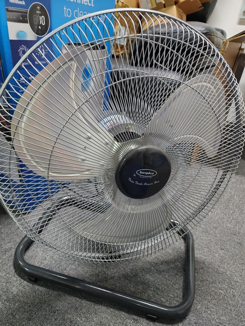 EuropAce 18 Inch Twin Turbo Oscillating Power Floor Fan Metal Blades