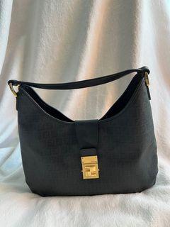 Fendi Black Zucchino Coated Canvas and Leather Hobo
