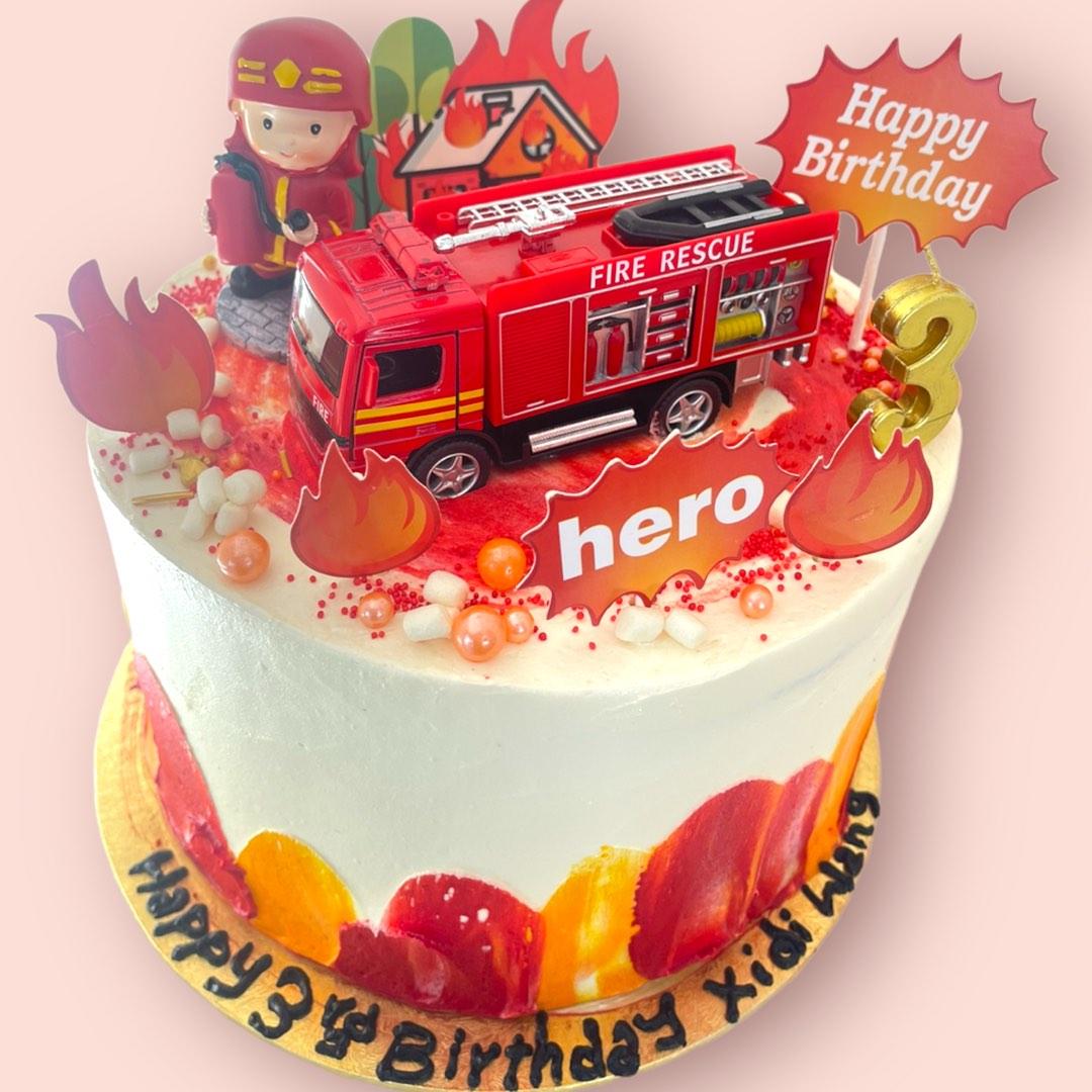 Fire Engine Fondant Topper | Fire cake, Firetruck cake, Firefighter  birthday cakes