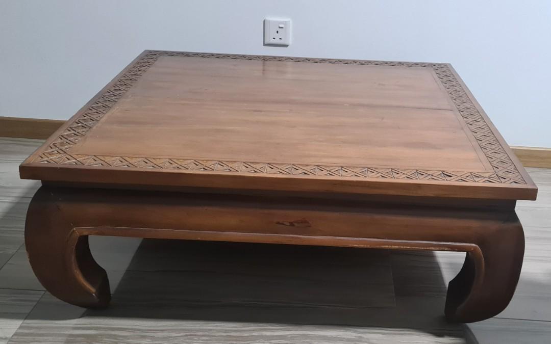 Handcarved teak wood Balinese centre/coffee table, Furniture & Home