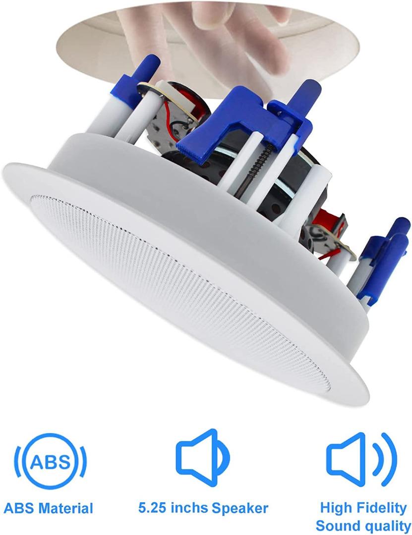 Herdio 5.25 Inches in Ceiling Wall Flush Mount Speakers 8Ohm 300 Watts