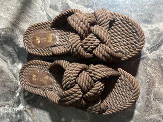 H&M brown knotted rope platform sandals