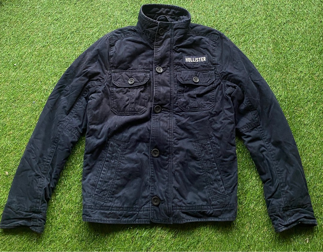 Hollister leather cheap jacket mens