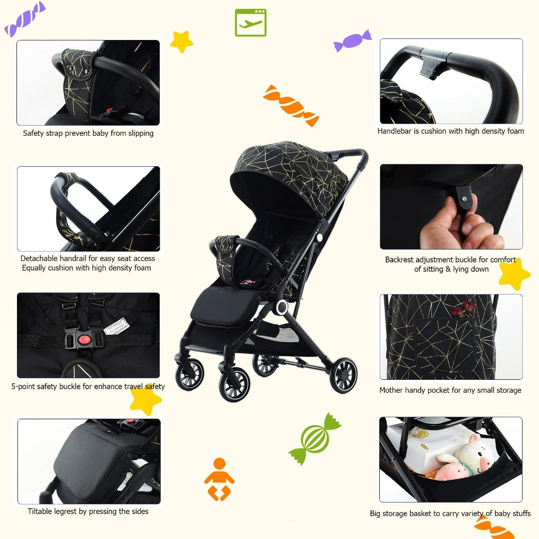 [iDS] Improve! Lightweight Baby Stroller, Reclining Travel Stroller for Airplane with OneHand