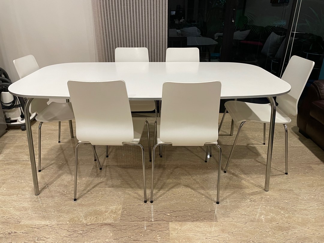 IKEA dining table with 6 chairs, Furniture & Home Living, Furniture ...