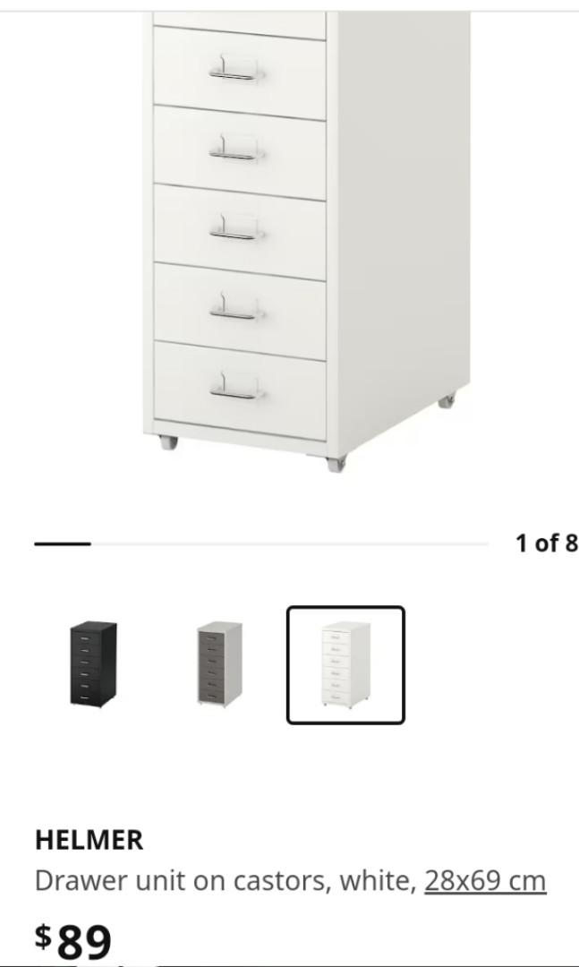 IKEA Helmer Drawers Unit On Castors Bedside Table, Furniture & Home