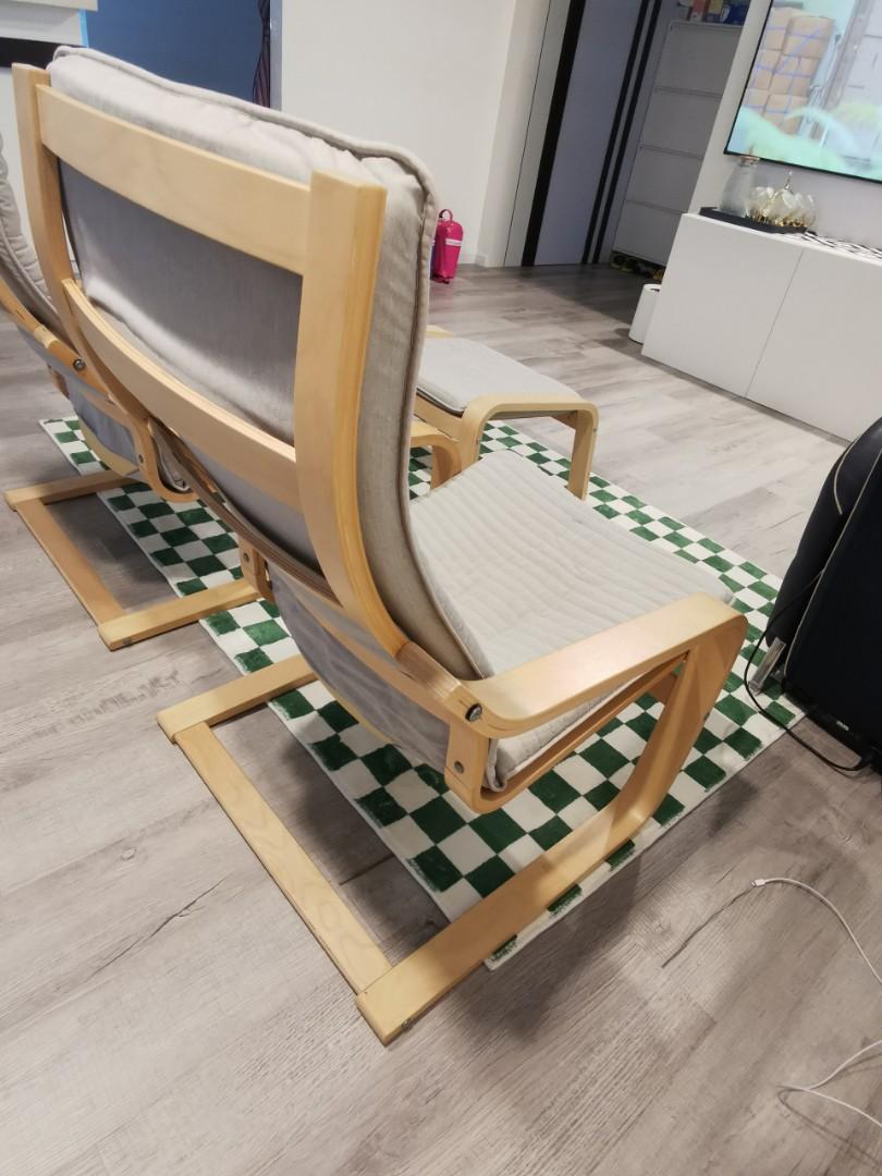 Ikea Poang rest chair and foot rest, Furniture & Home Living, Furniture