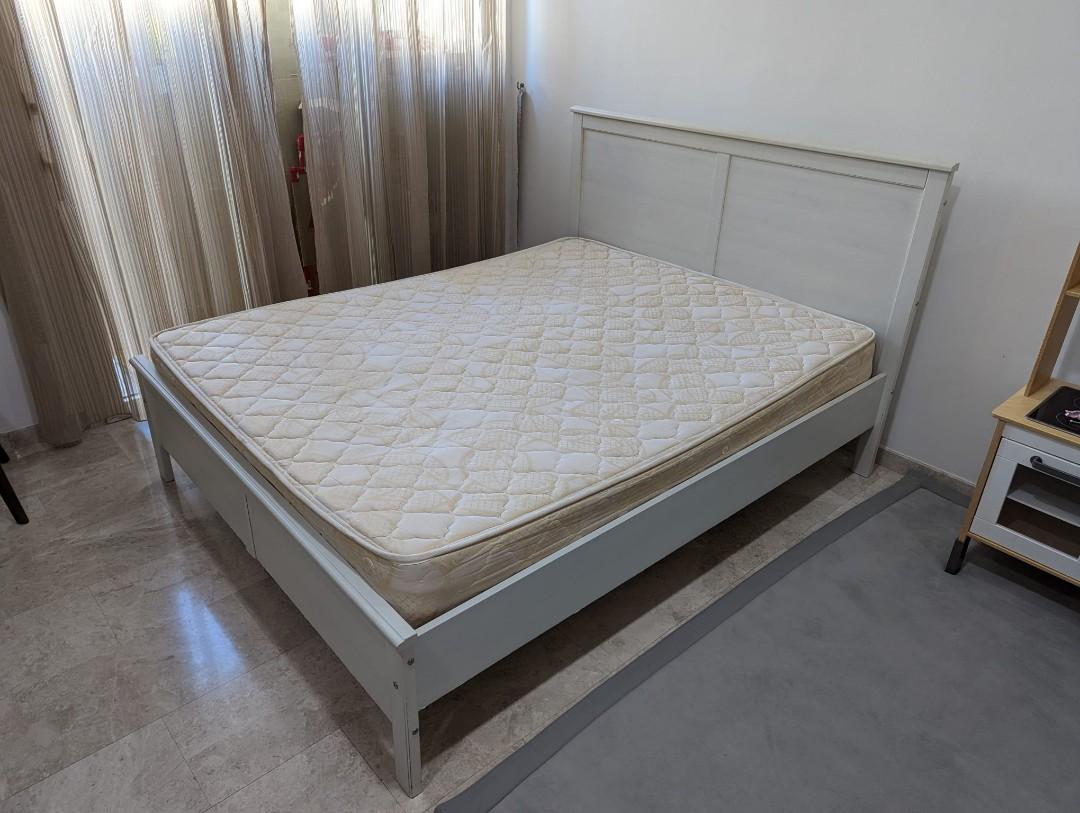 IKEA Queen Frame & Mattress, Furniture & Home Living, Furniture, Bed