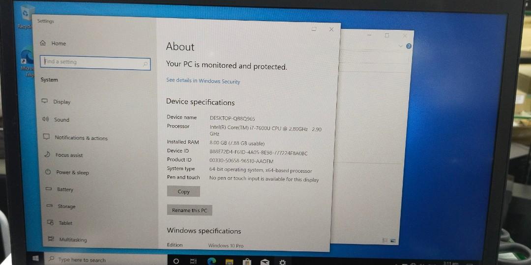 Intel core 17 .7th generation 8gb ram and 256 ssd original adapter free ...