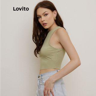 Knitted Cut in Crop Top in Pale Green