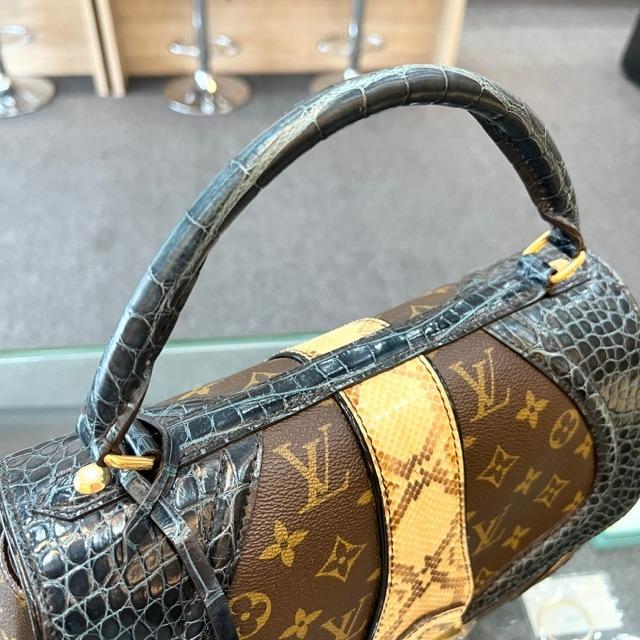 SOLD - LV Monogram Navy Blue Alligator Python Kelly Bowler