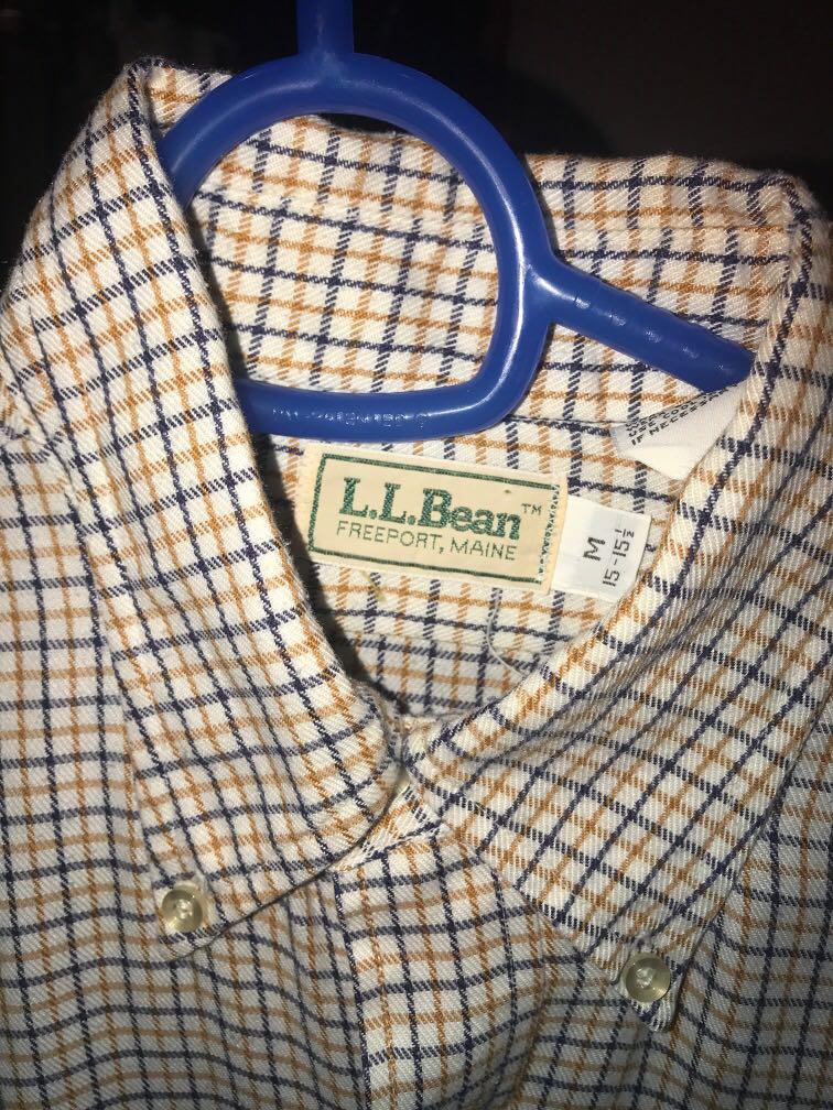 90s-00'S Vintage LLBean Long Sleeve Cotton Check Shirt, Men's Size L cotton white type Vintage Second Hand