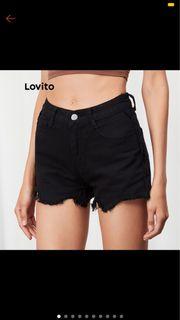 Lovito Black denim shorts XXL