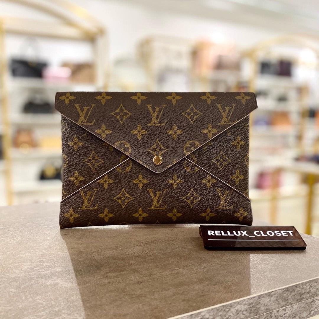 LV Brown Monogram Canvas Envelope Clutch, Luxury, Bags & Wallets