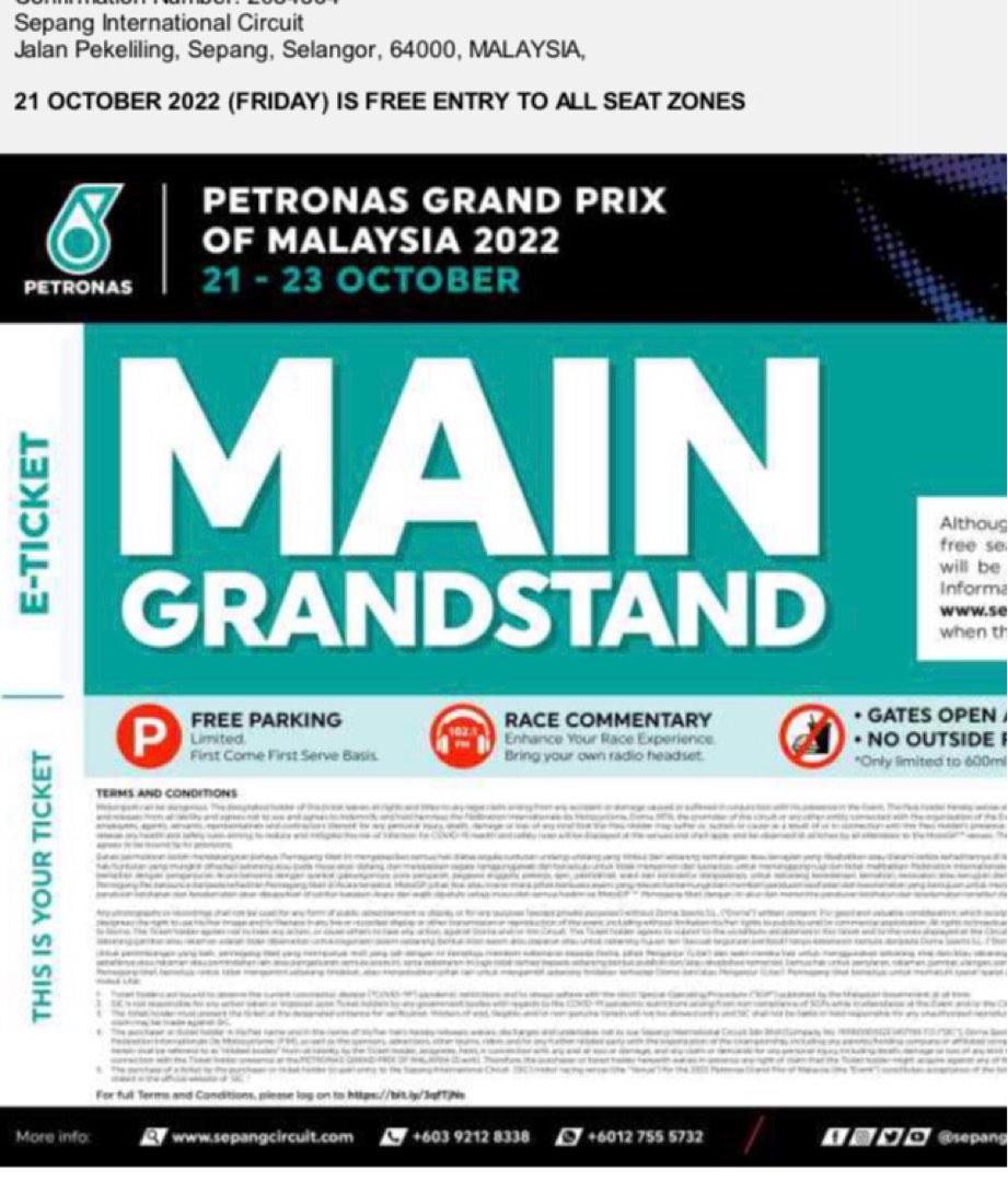 Moto GP 2022 Malaysia, Tickets & Vouchers, Event Tickets on Carousell