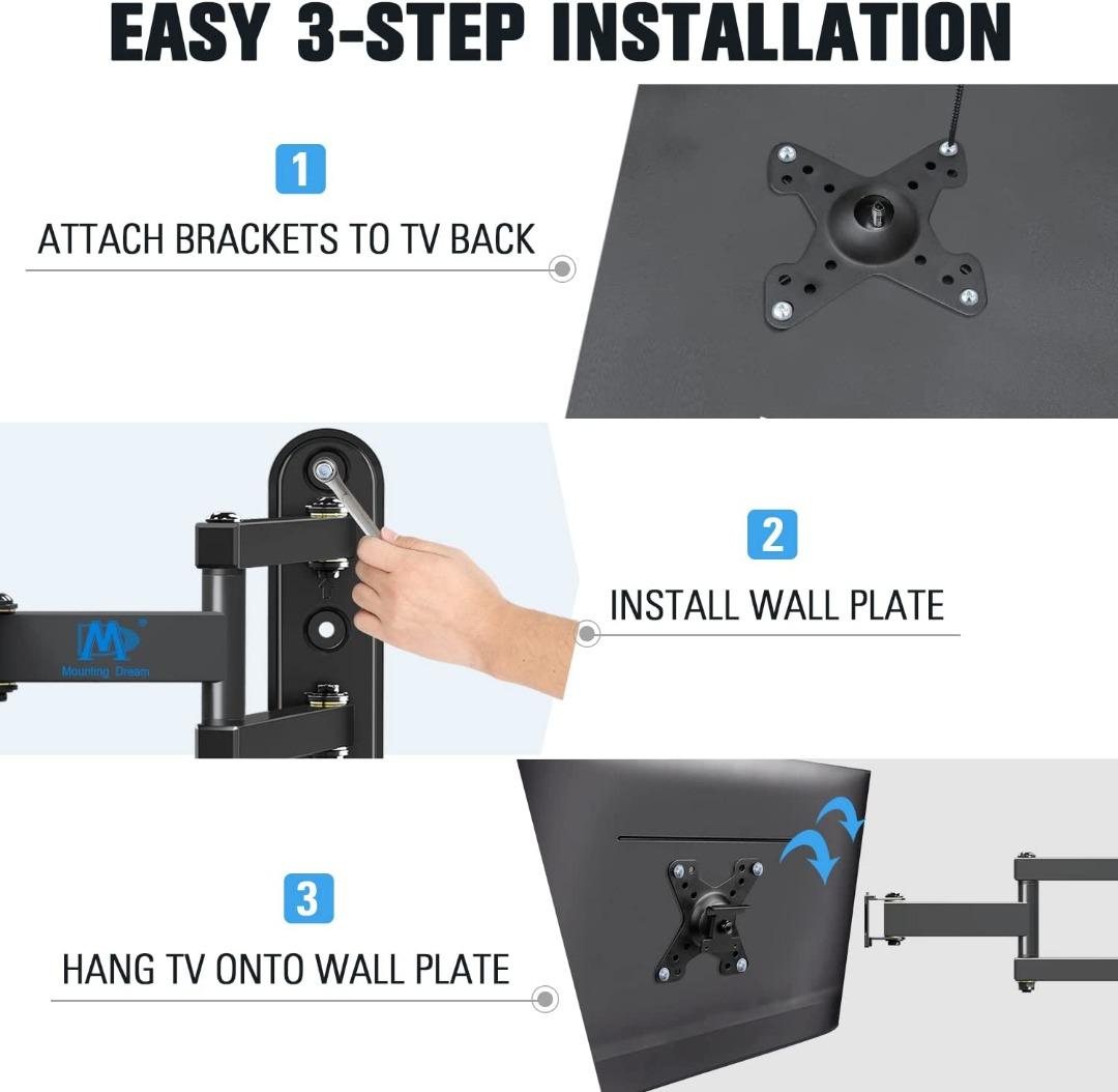 Mounting Dream Full Motion Monitor Wall Mount TV Bracket for 1026 Inch