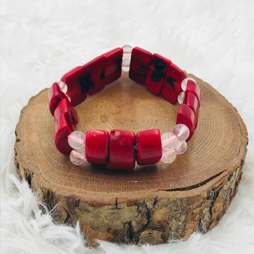 Natural Red Coral Bangle Bracelet Women s Fashion Jewelry