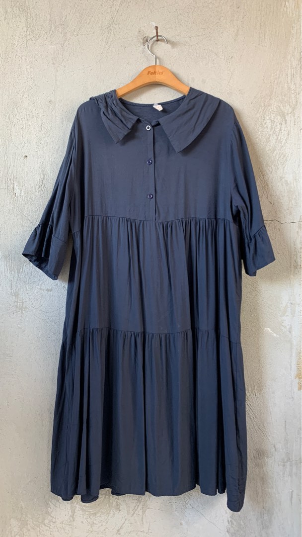 Navy Blue Tiered Dress