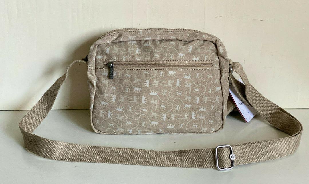 NEW KIPLING DEENA PRINTED MONKEY MANIA BEIGE SLING CROSSBODY
